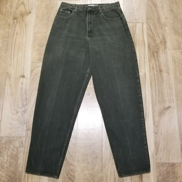 Vintage GAP Best Basics Green Wash Denim Jeans High Waist Tapered Mom Fit Sz 14 - Picture 4 of 12